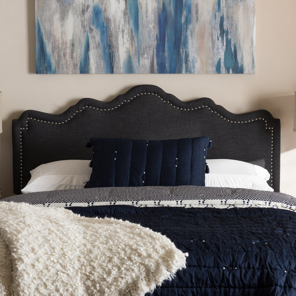 Nadeen Modern and Contemporary Dark Grey Fabric Full Size Headboard