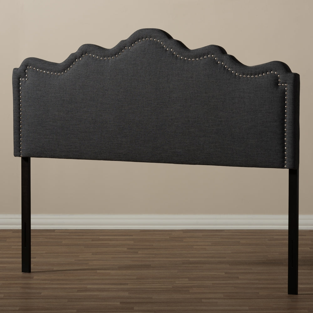 Nadeen Modern and Contemporary Dark Grey Fabric Full Size Headboard