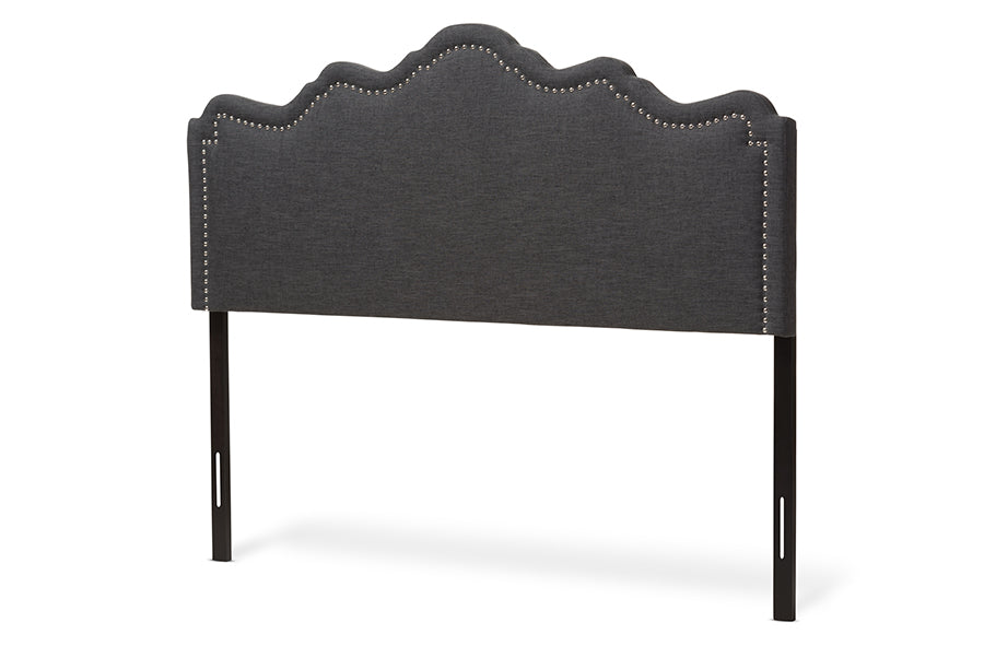 Nadeen Modern and Contemporary Dark Grey Fabric King Size Headboard