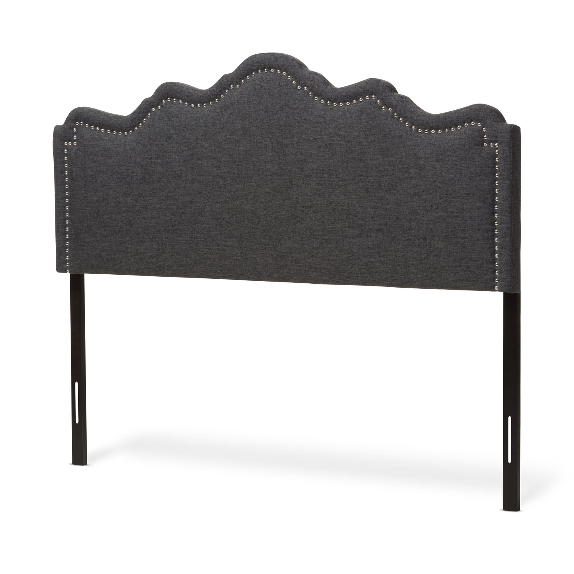Nadeen Modern and Contemporary Dark Grey Fabric King Size Headboard