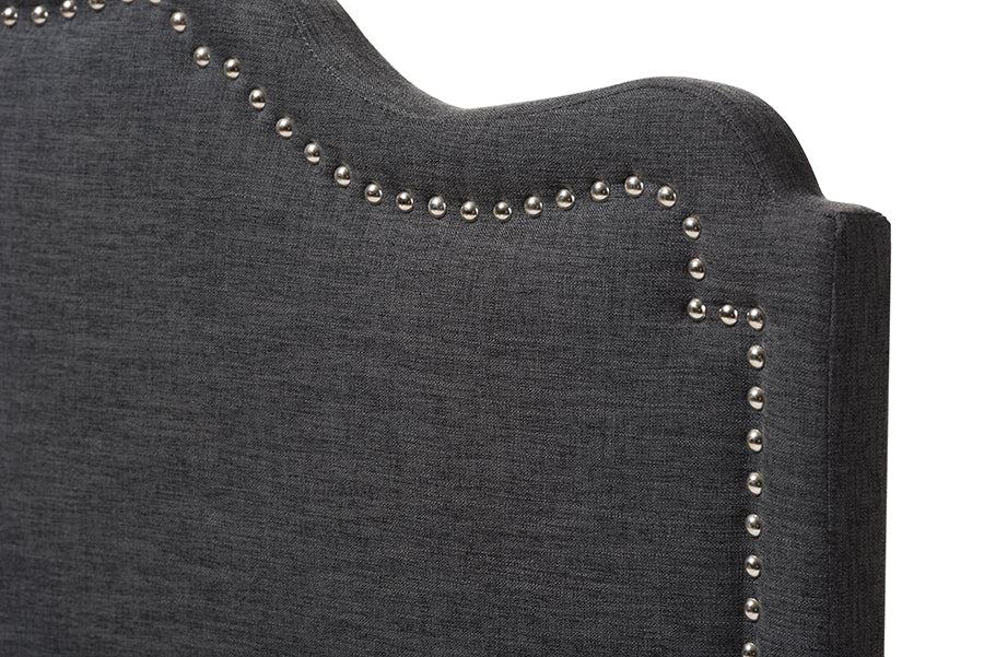 Nadeen Modern and Contemporary Dark Grey Fabric King Size Headboard