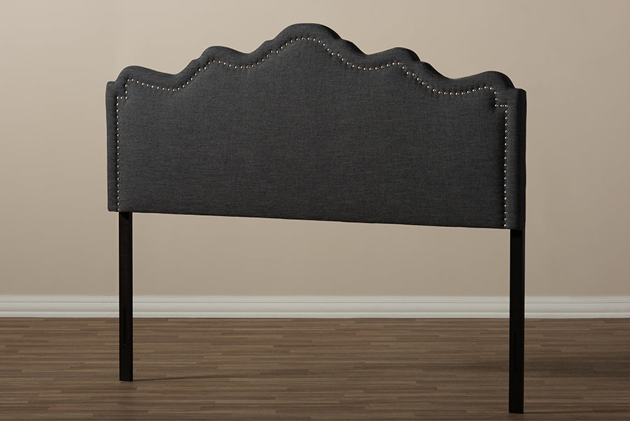 Nadeen Modern and Contemporary Dark Grey Fabric King Size Headboard