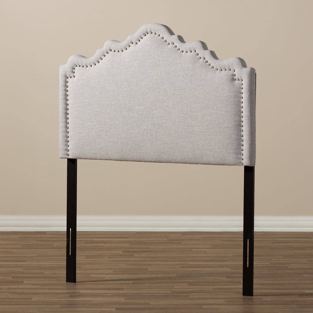 Nadeen Modern and Contemporary Greyish Beige Fabric Twin Size Headboard