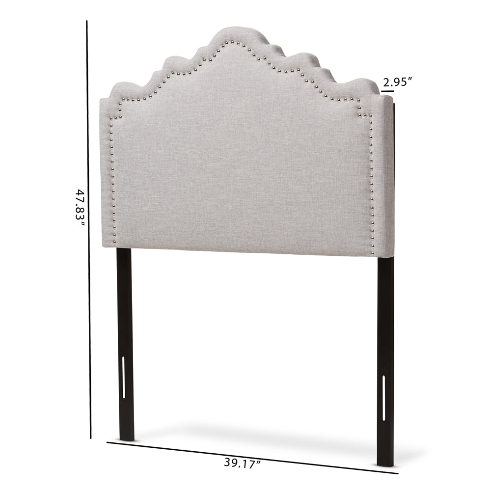 Nadeen Modern and Contemporary Greyish Beige Fabric Twin Size Headboard