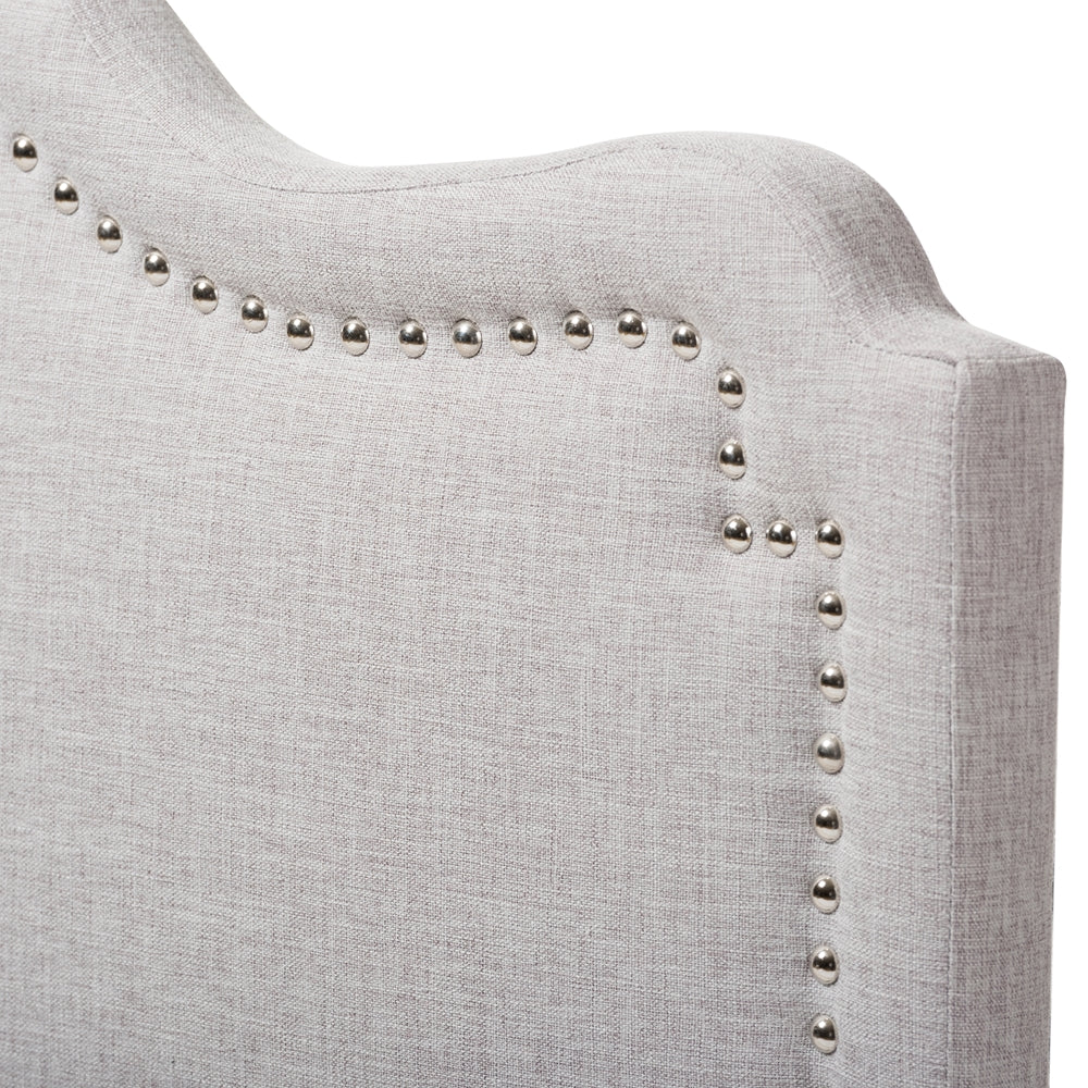 Nadeen Modern and Contemporary Greyish Beige Fabric King Size Headboard