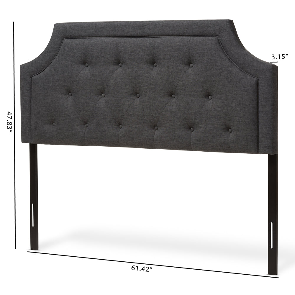 Mars Modern and Contemporary Dark Grey Fabric Queen Size Headboard