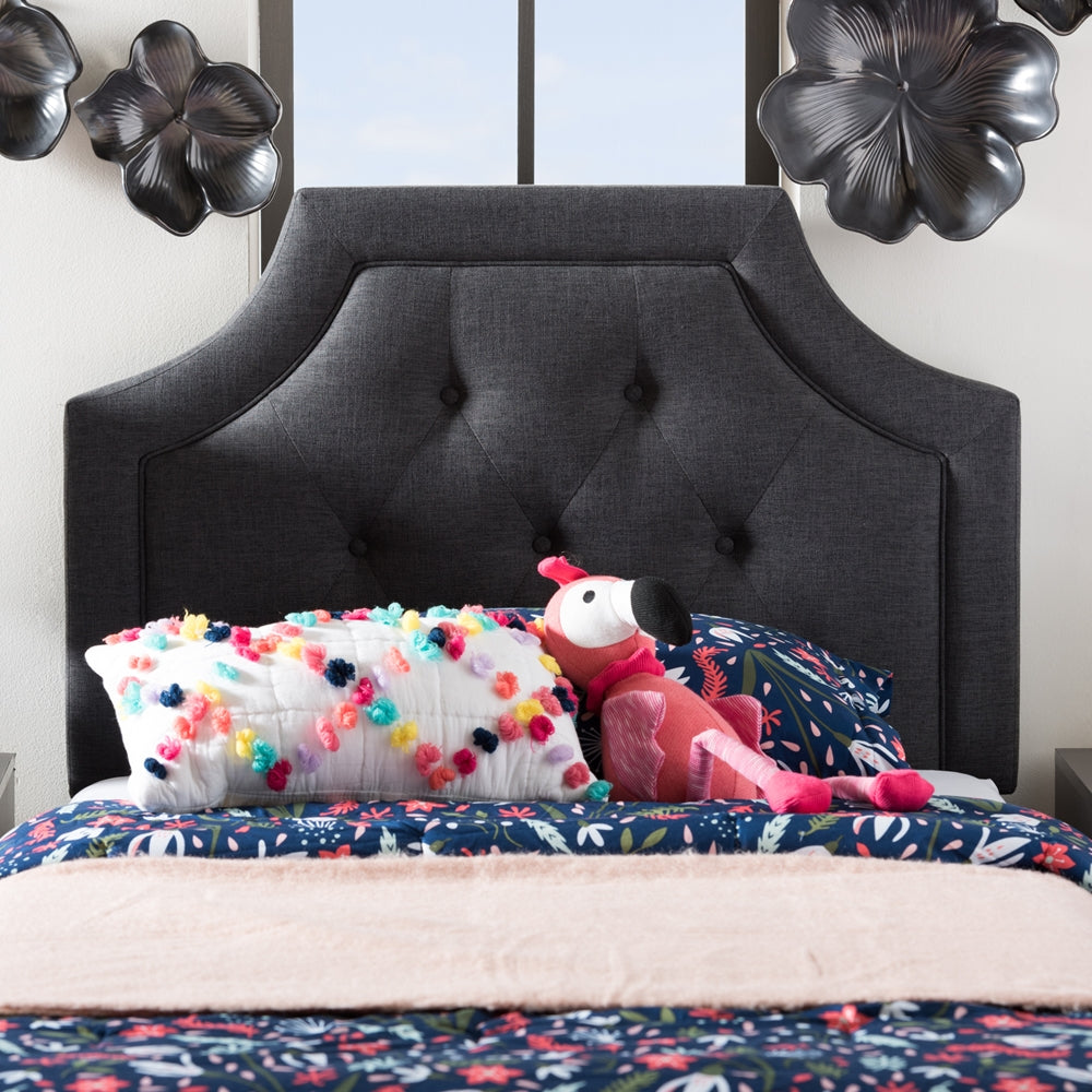 Mars Modern and Contemporary Dark Grey Fabric Twin Size Headboard