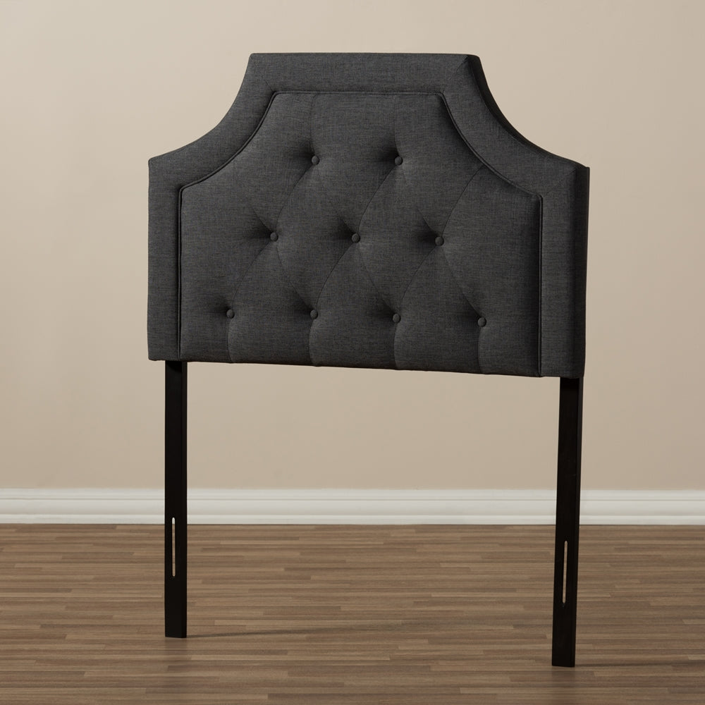 Mars Modern and Contemporary Dark Grey Fabric Twin Size Headboard