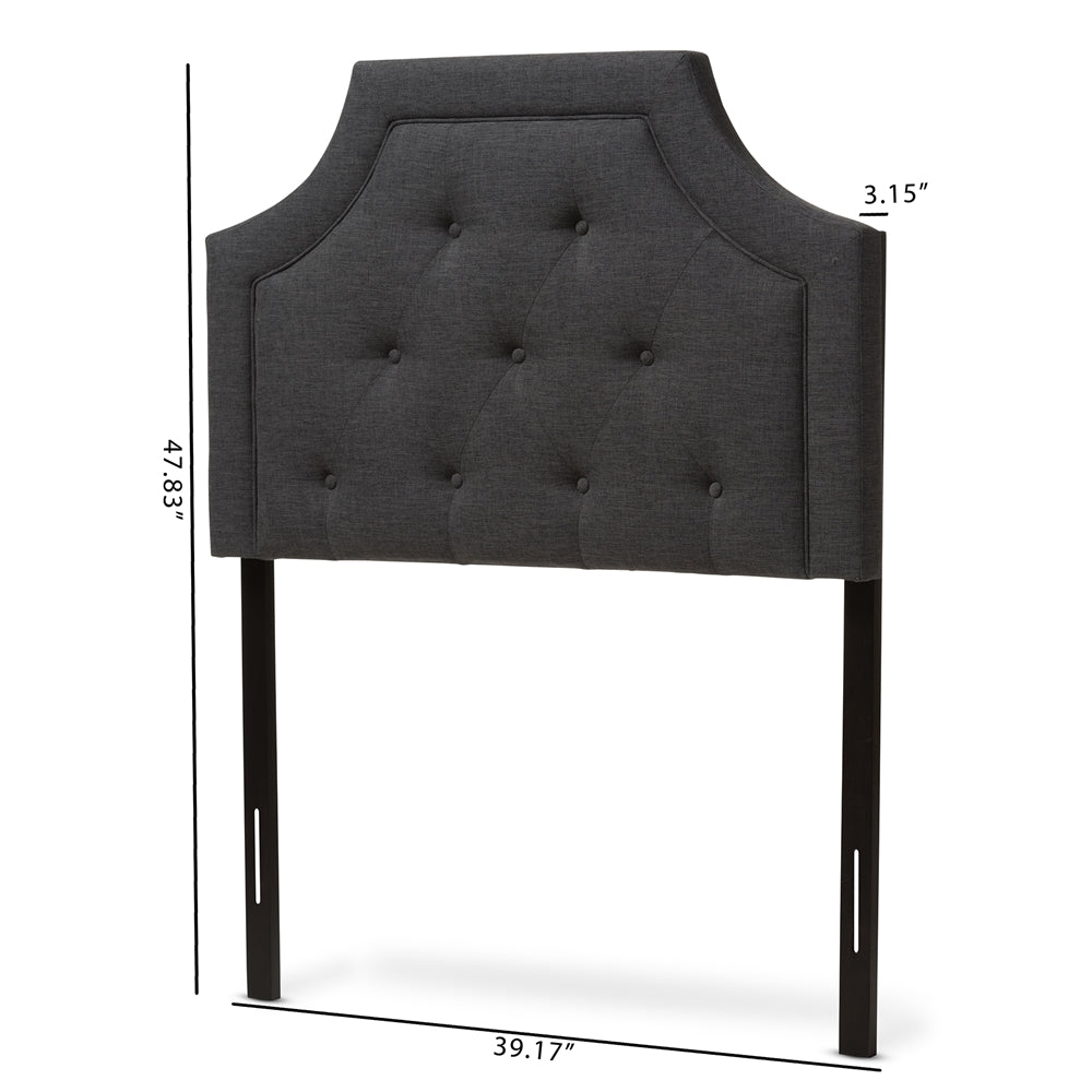 Mars Modern and Contemporary Dark Grey Fabric Twin Size Headboard