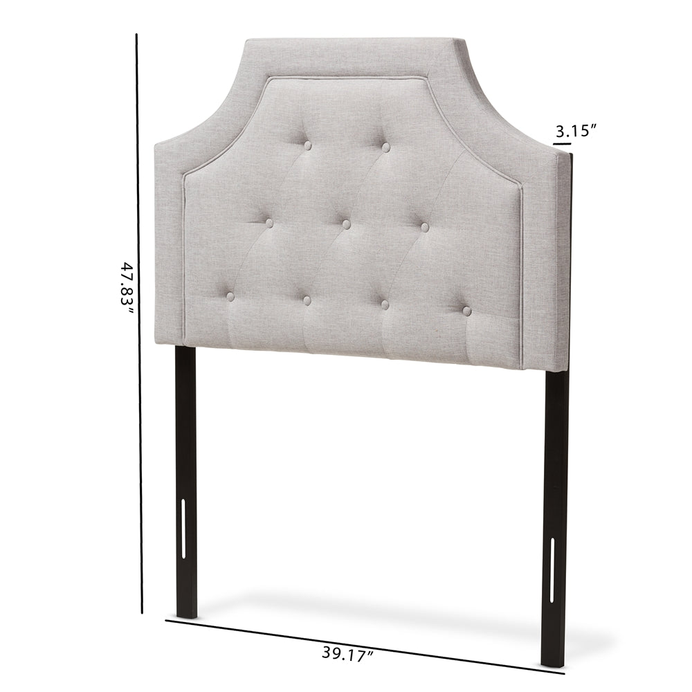 Mars Modern and Contemporary Greyish Beige Fabric Twin Size Headboard
