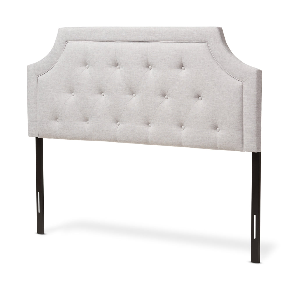 Mars Modern and Contemporary Greyish Beige Fabric Queen Size Headboard