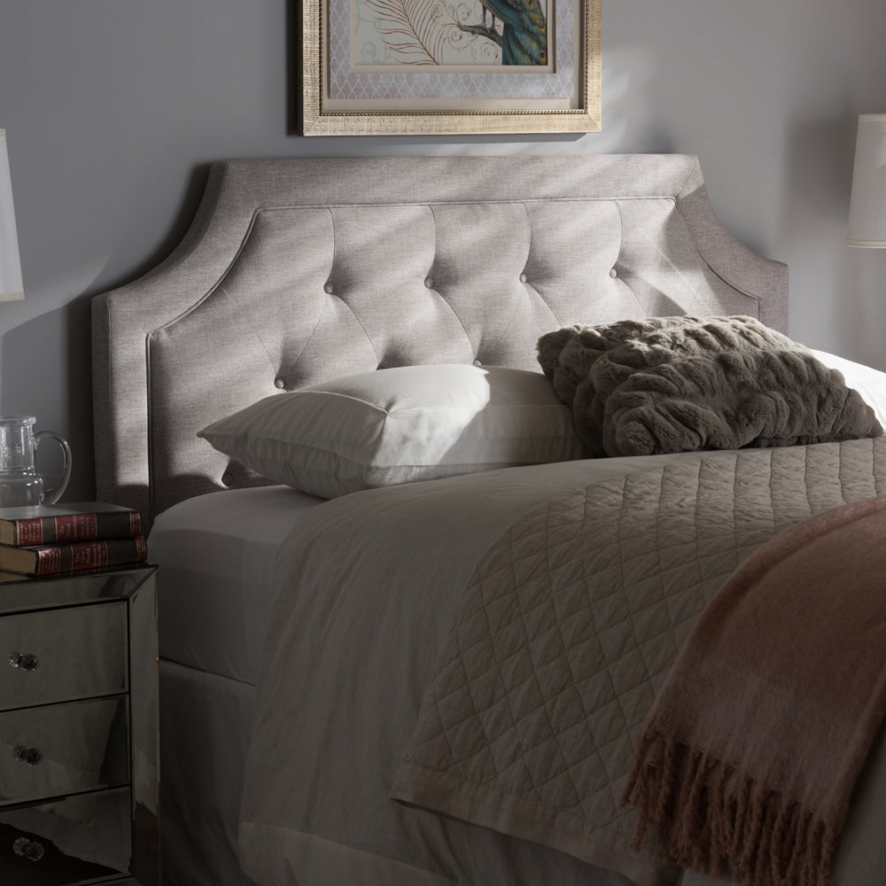 Mars Modern and Contemporary Greyish Beige Fabric Full Size Headboard