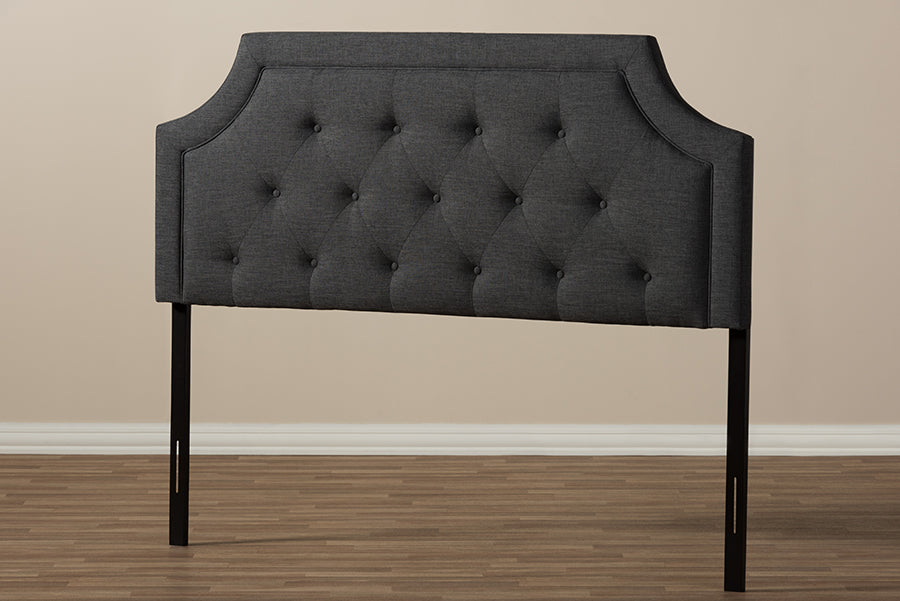 Mars Modern and Contemporary Dark Grey Fabric Full Size Headboard