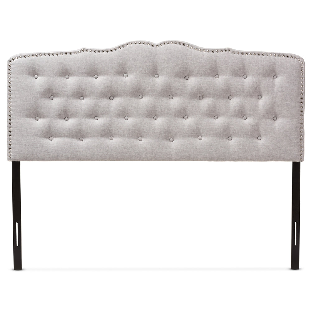 Lucy Modern and Contemporary Greyish Beige Fabric King Size Headboard