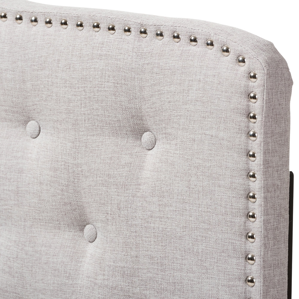Lucy Modern and Contemporary Greyish Beige Fabric Queen Size Headboard