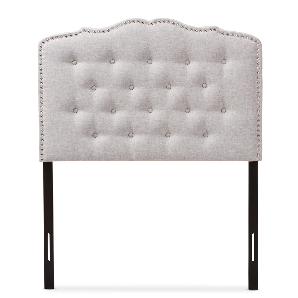 Lucy Modern and Contemporary Greyish Beige Fabric Twin Size Headboard