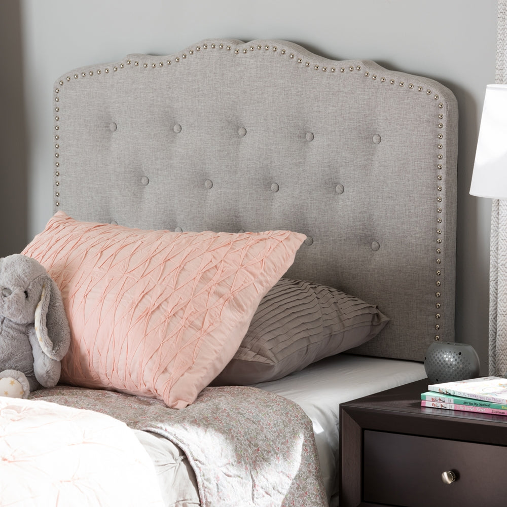 Lucy Modern and Contemporary Greyish Beige Fabric Twin Size Headboard