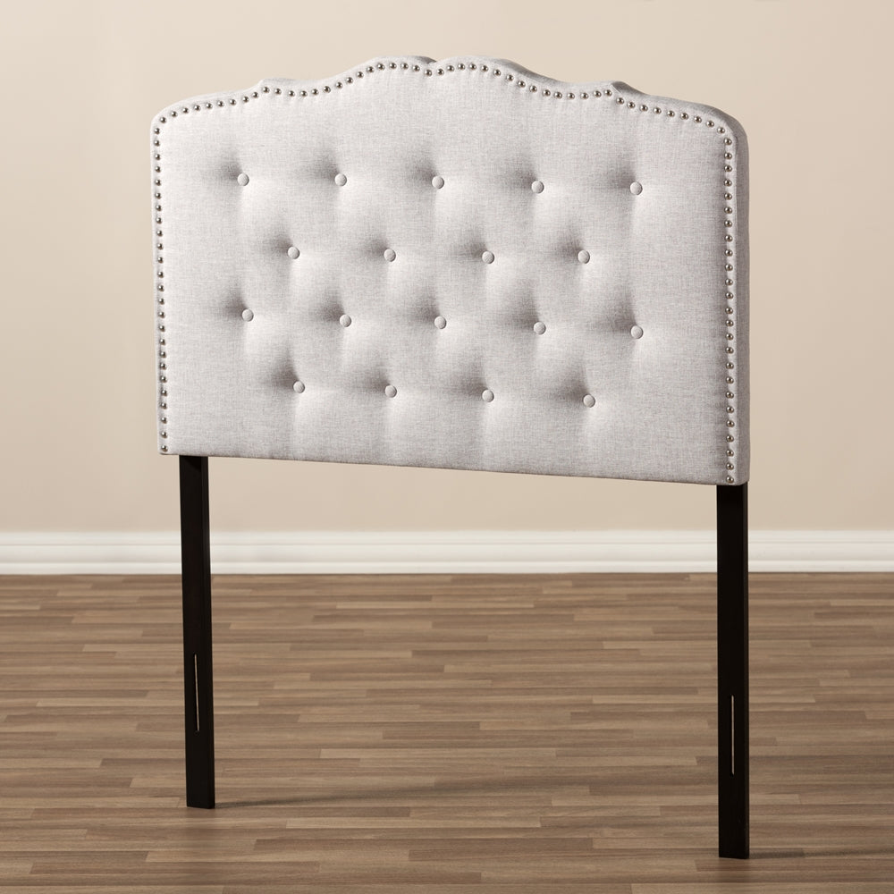 Lucy Modern and Contemporary Greyish Beige Fabric Twin Size Headboard