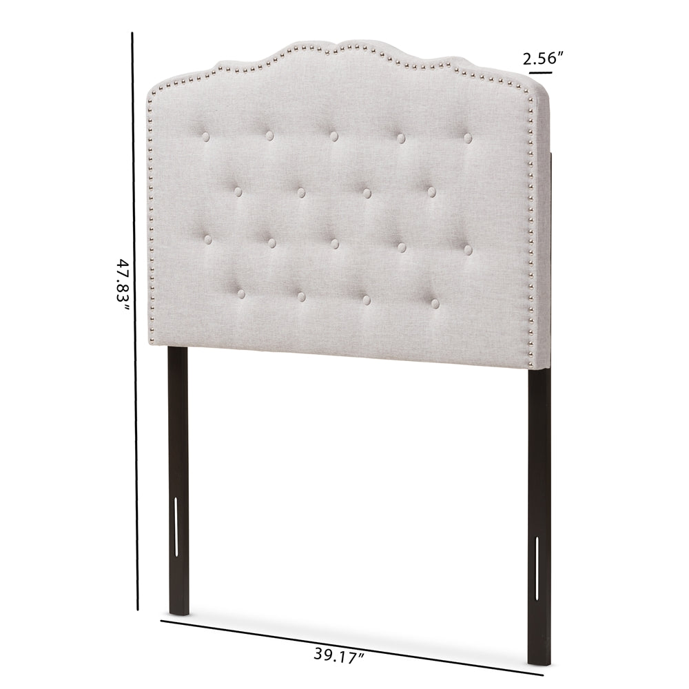 Lucy Modern and Contemporary Greyish Beige Fabric Twin Size Headboard