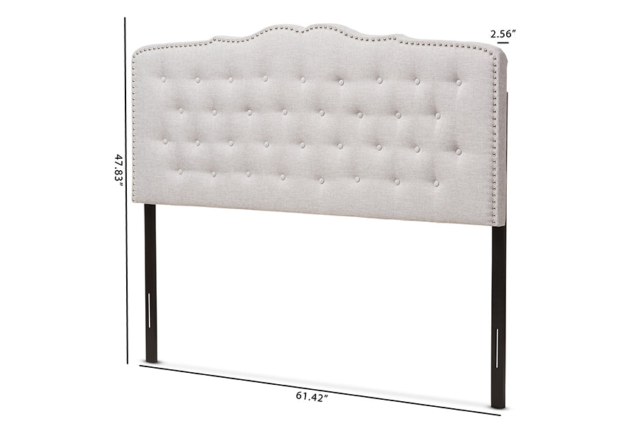 Lucy Modern and Contemporary Greyish Beige Fabric Queen Size Headboard