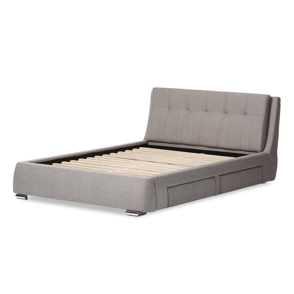 Camile Grey Fabric Upholstered 4-Drawer King Size Storage Platform Bed