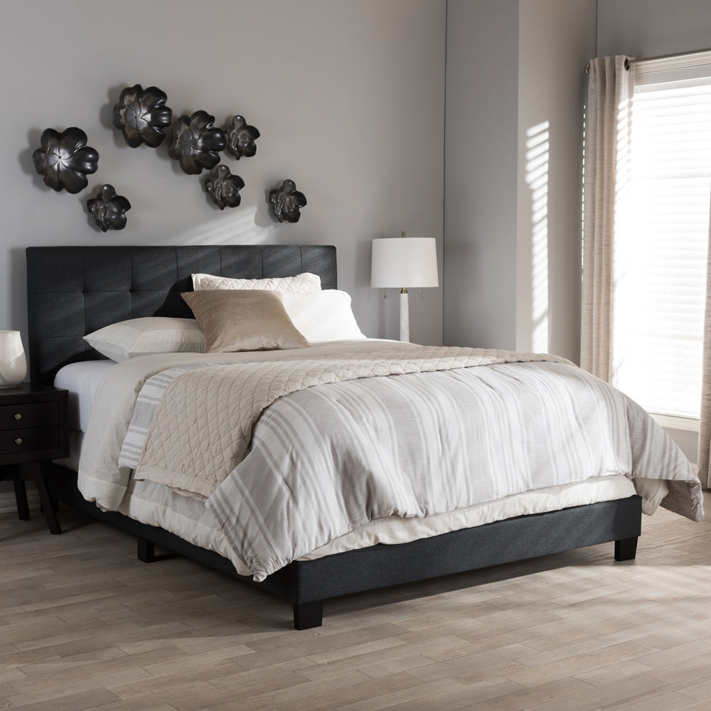 Brookfield Modern And Contemporary Charcoal Grey Fabric King Size Bed