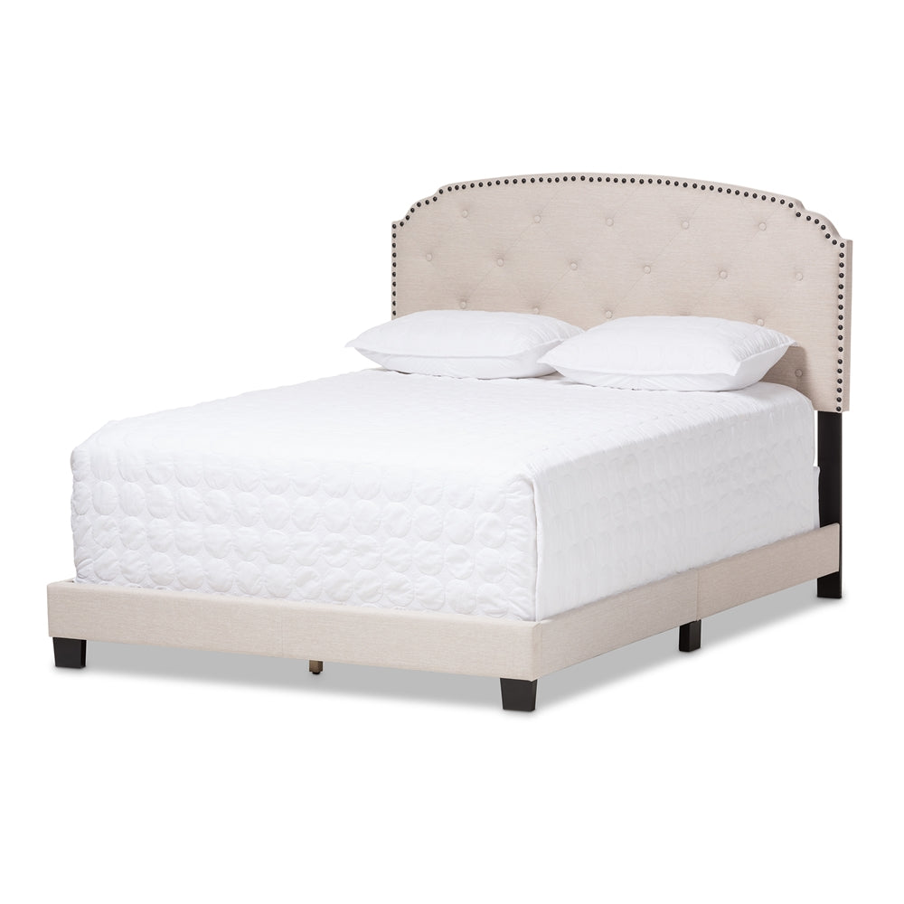 Lexi Light Grey Fabric Upholstered Queen Size Bed