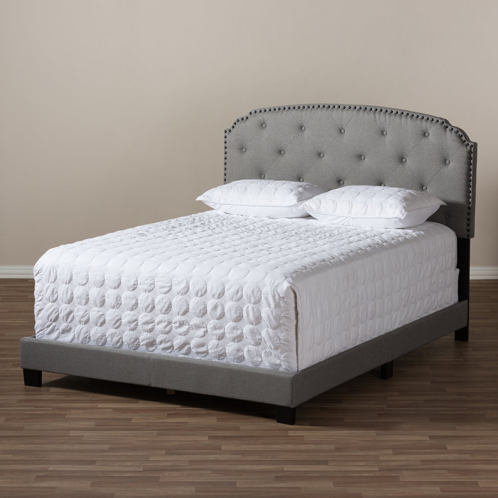 Lexi Light Grey Fabric Upholstered Queen Size Bed