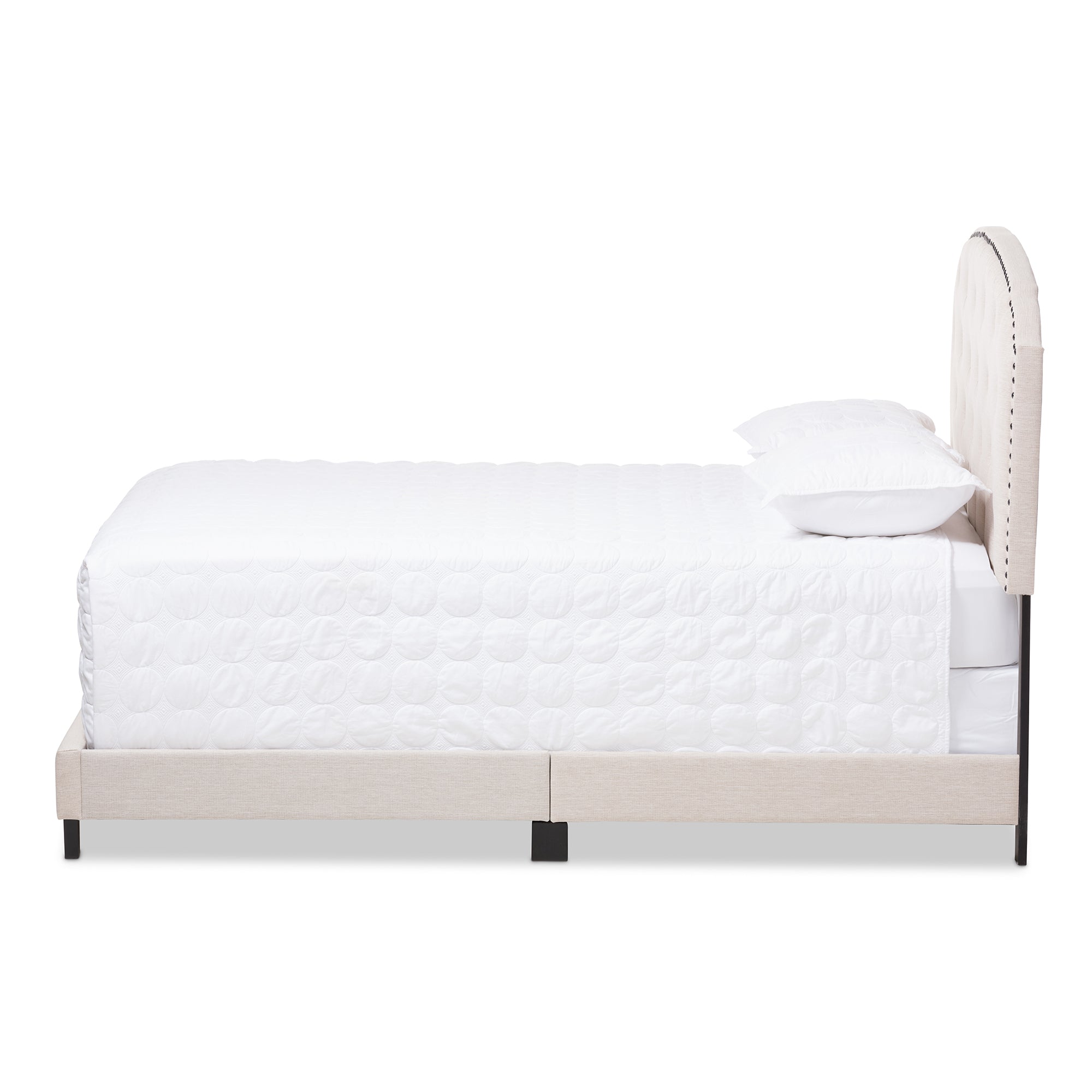 Lexi Light Beige Fabric Upholstered Full Size Bed