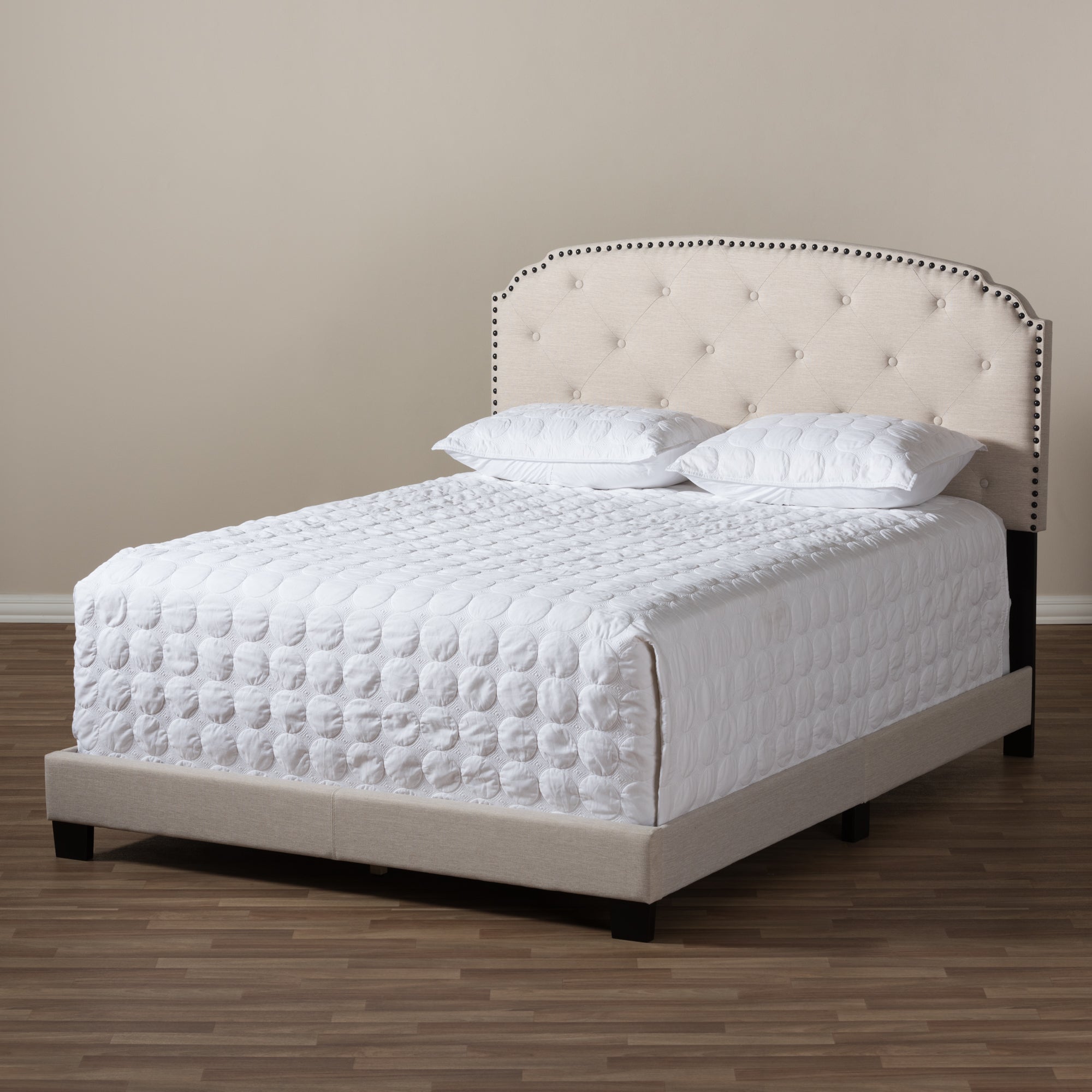 Lexi Modern and Contemporary Light Beige Fabric Upholstered Queen Size Bed