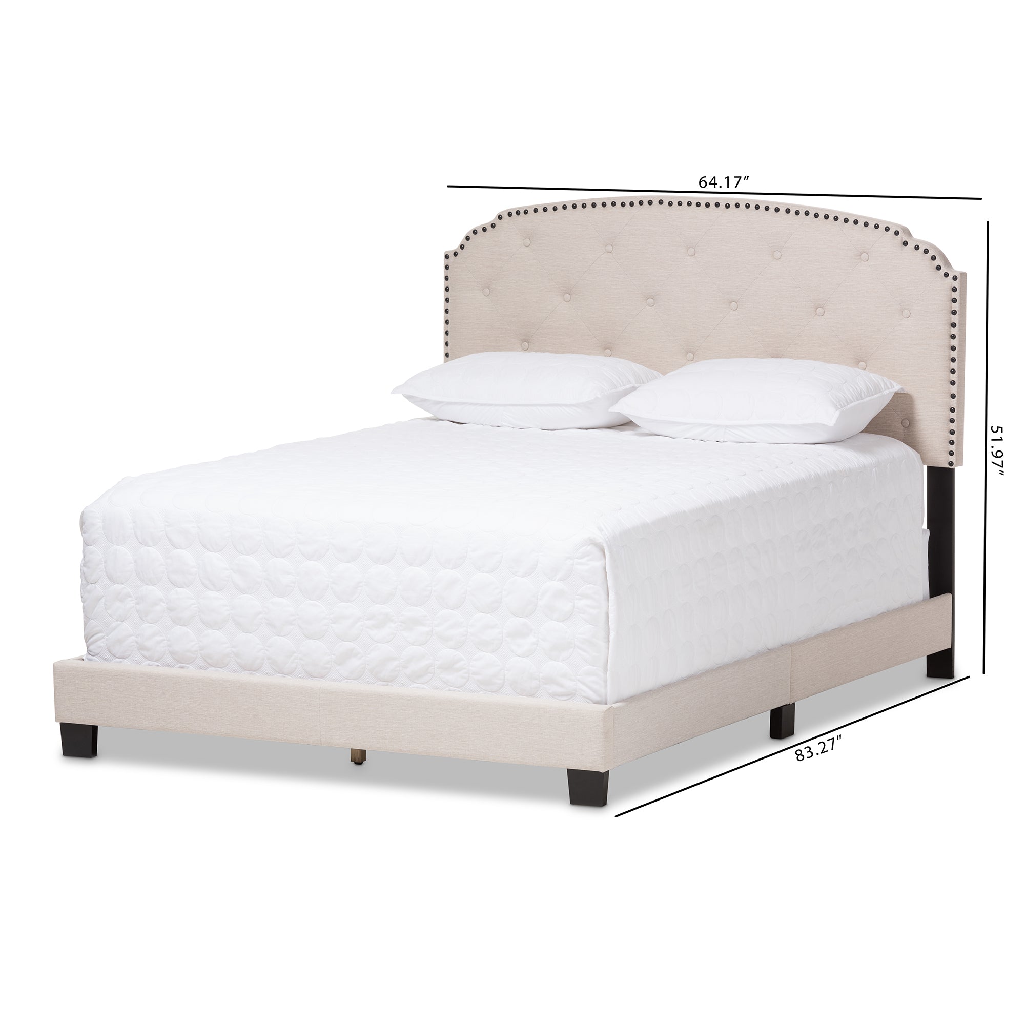 Lexi Light Beige Fabric Upholstered King Size Bed