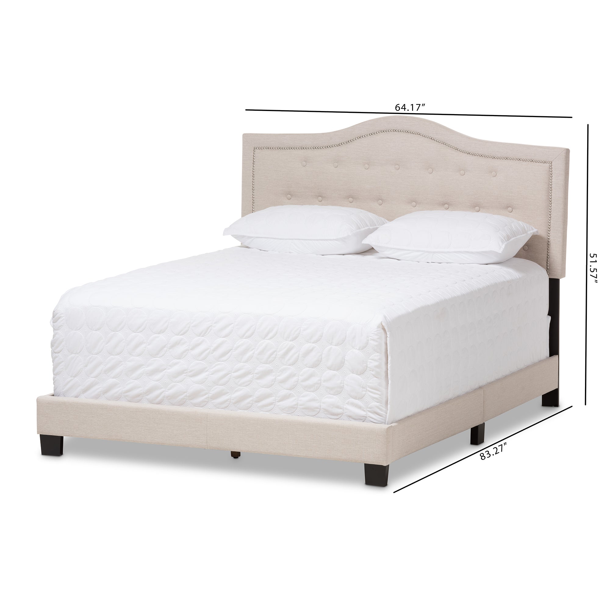 Emerson Light Beige Fabric Upholstered Full Size Bed