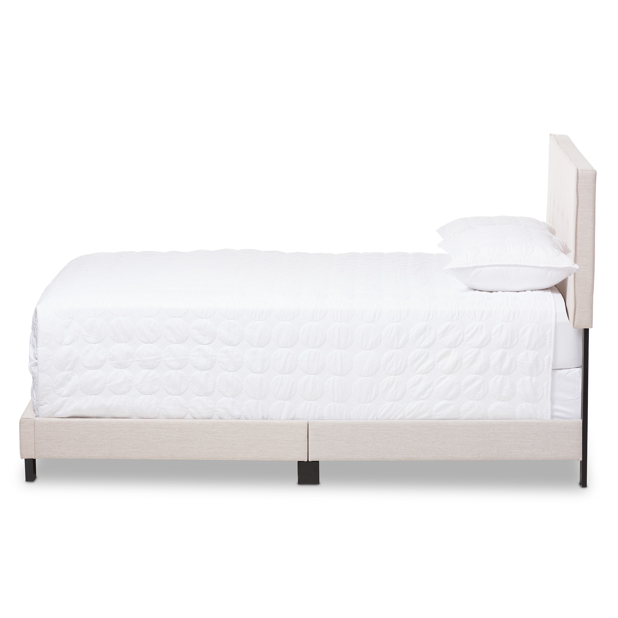 Hampton Modern and Contemporary Light Beige Fabric Upholstered Queen Size Bed