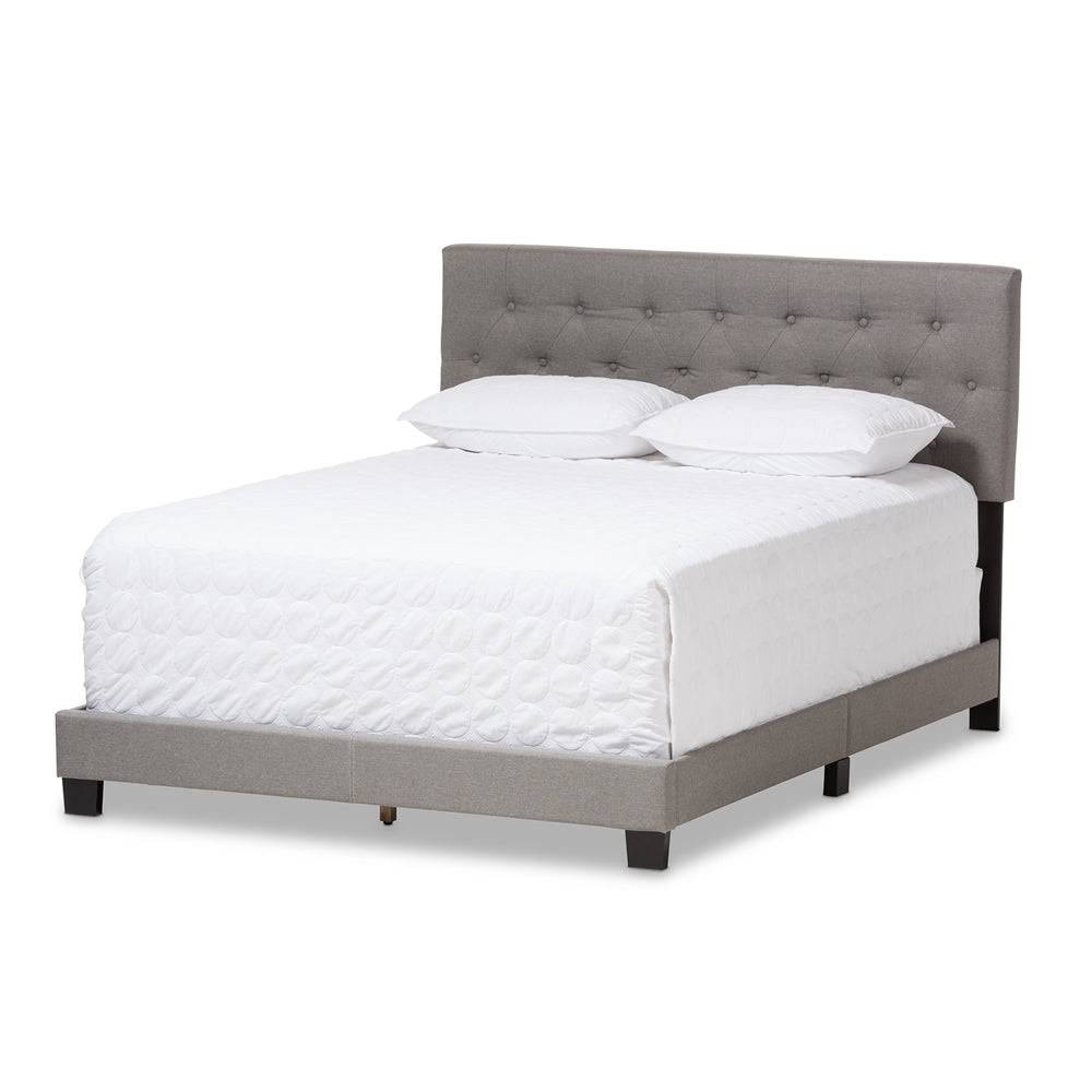 Cassandra Light Grey Fabric Upholstered Full Size Bed