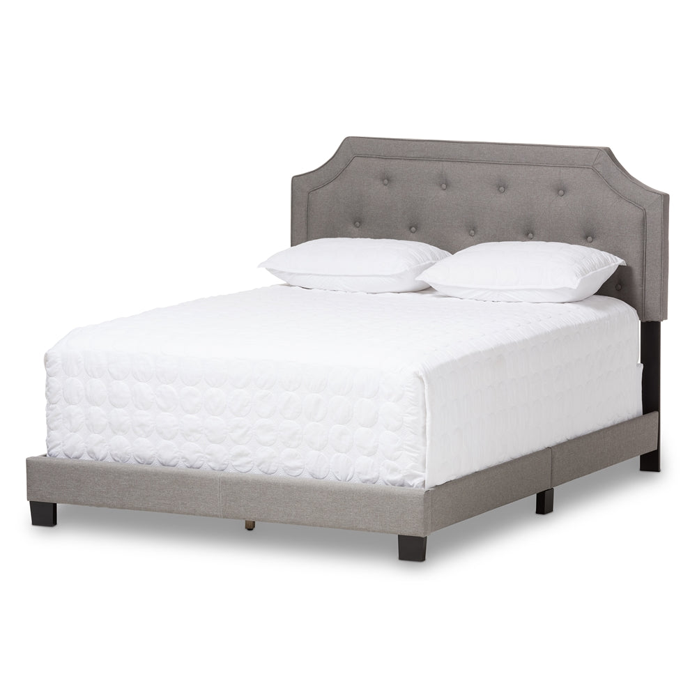 Willis Light Grey Fabric Upholstered Queen Size Bed