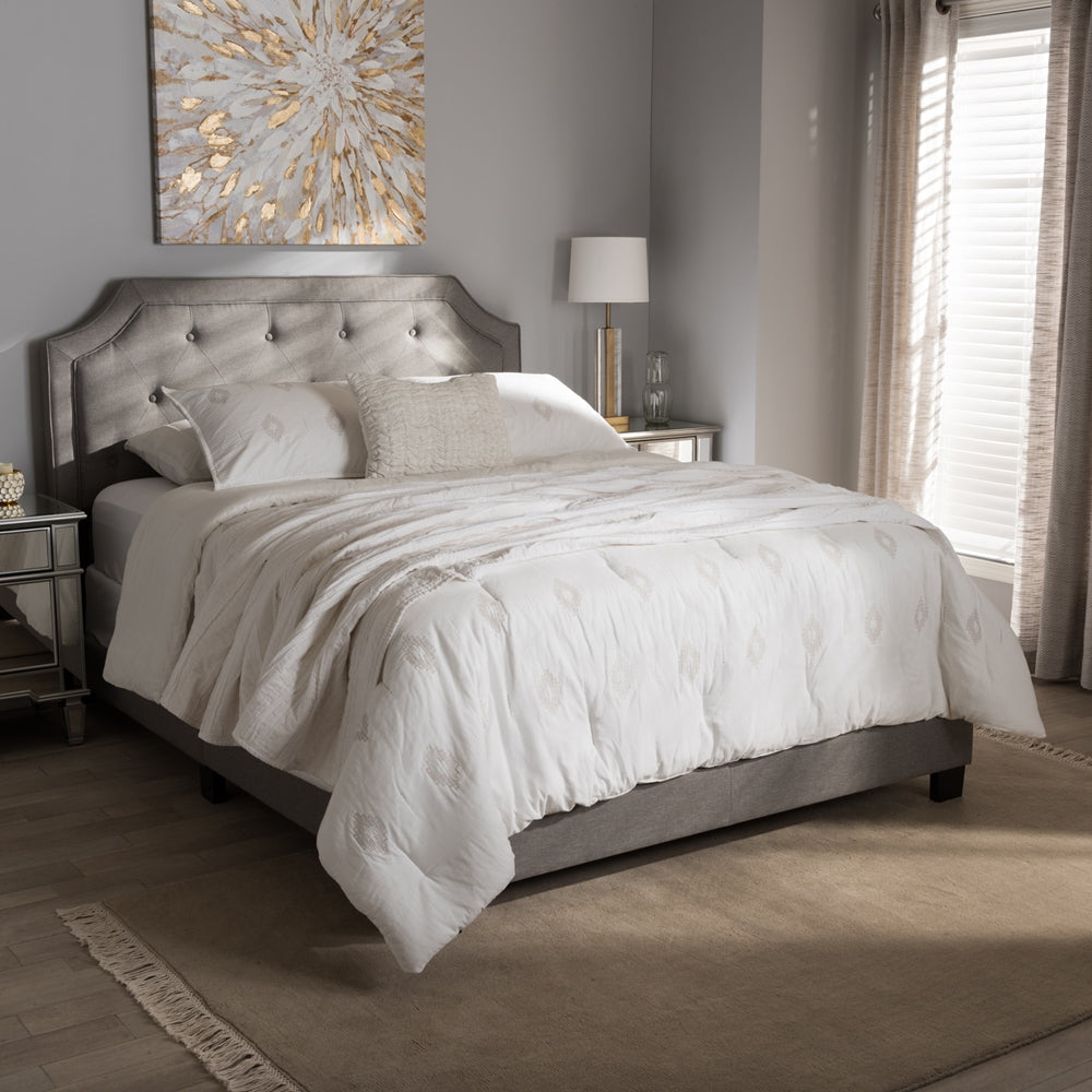 Willis Light Grey Fabric Upholstered Queen Size Bed