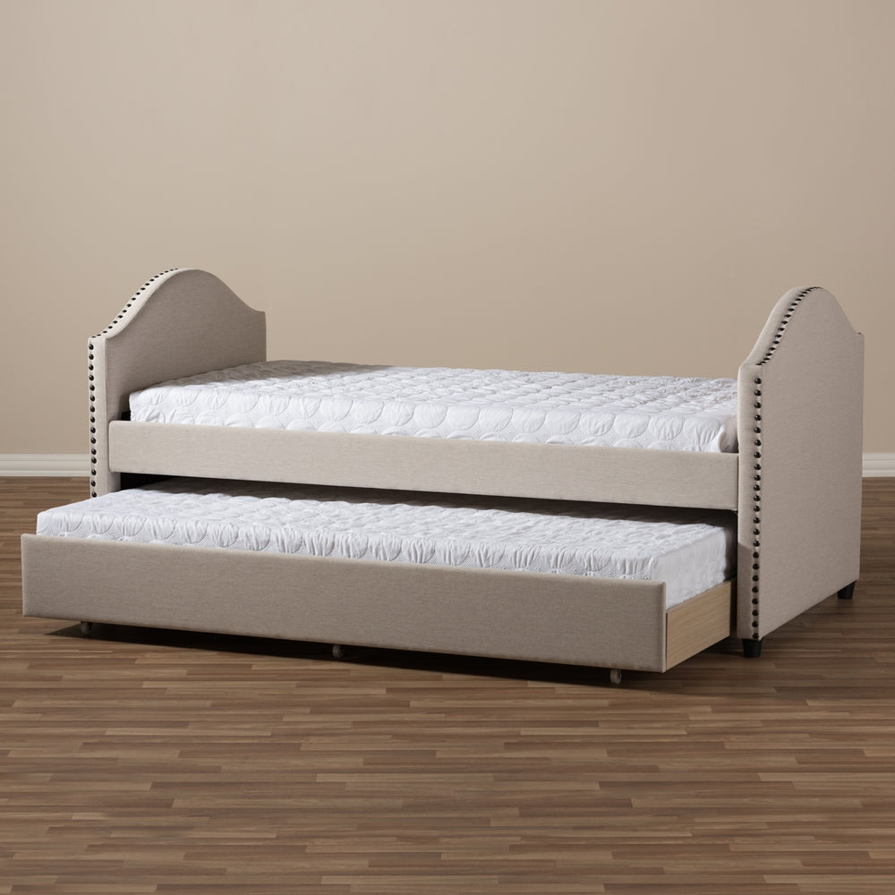 Alessia Grey Fabric Upholstered Daybed With Guest Trundle Bed