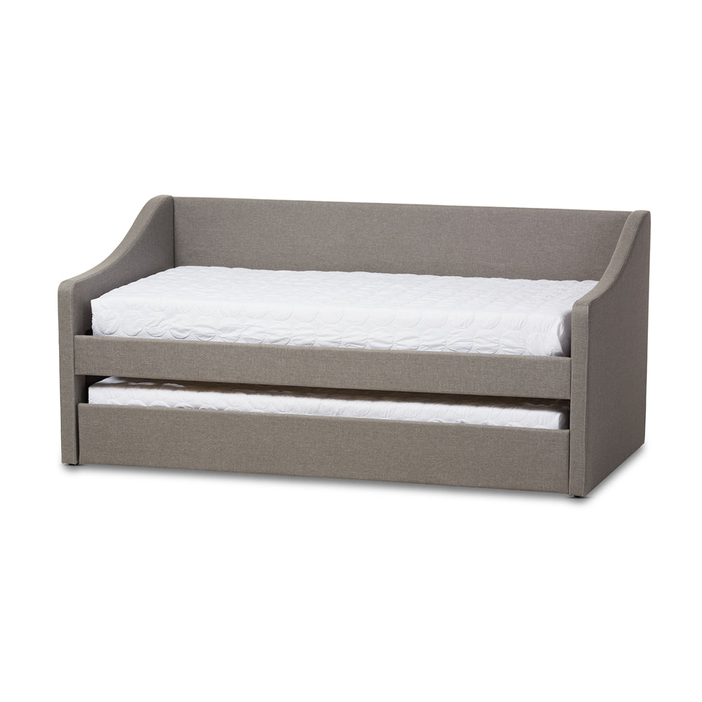 Barnstorm Beige Fabric Upholstered Daybed With Guest Trundle Bed