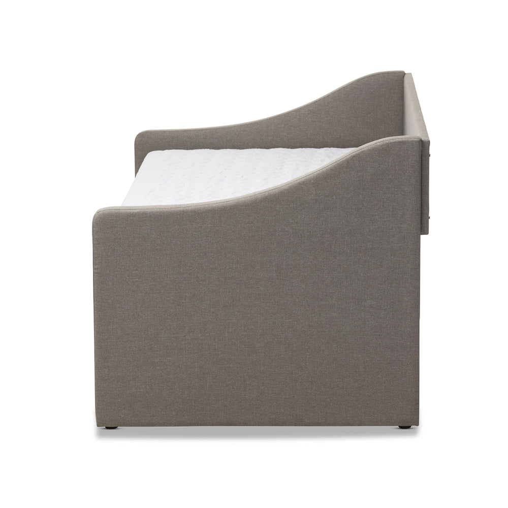 Barnstorm Beige Fabric Upholstered Daybed With Guest Trundle Bed