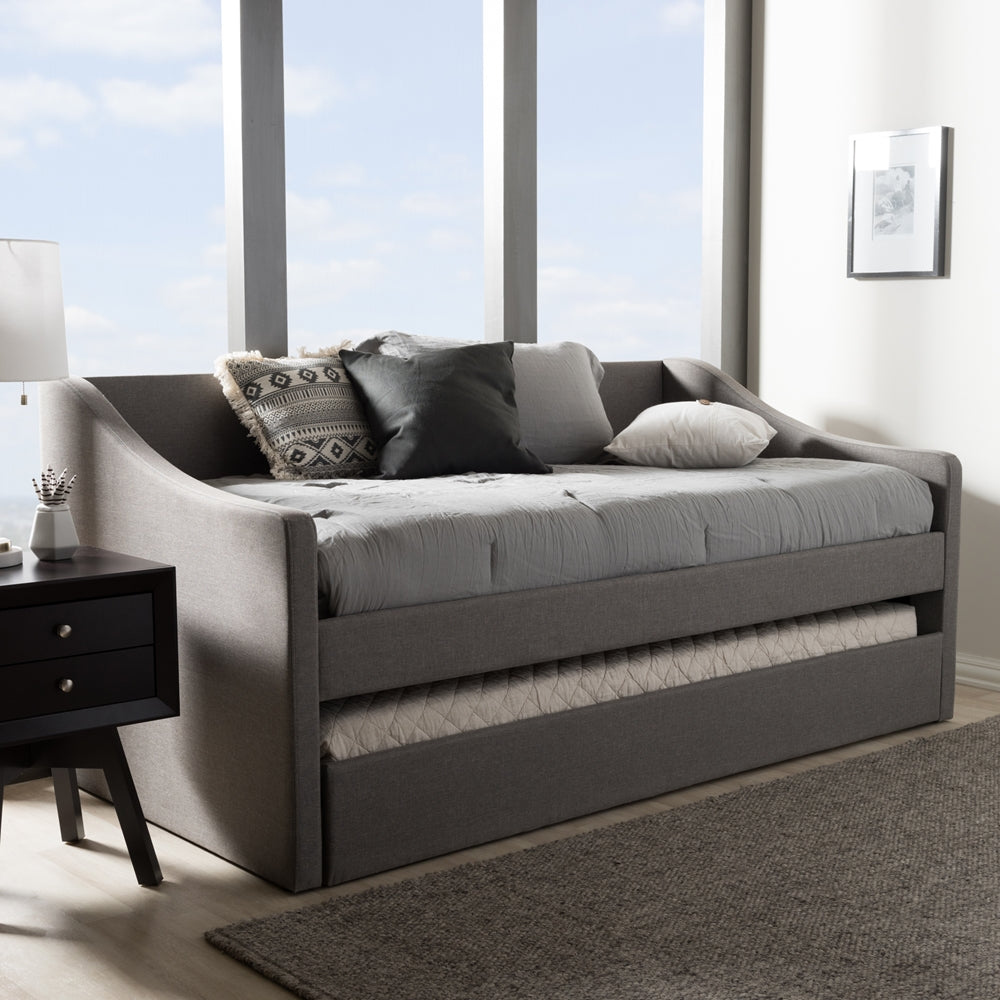 Barnstorm Modern and Contemporary Grey Fabric Upholstered Daybed with Guest Trundle Bed