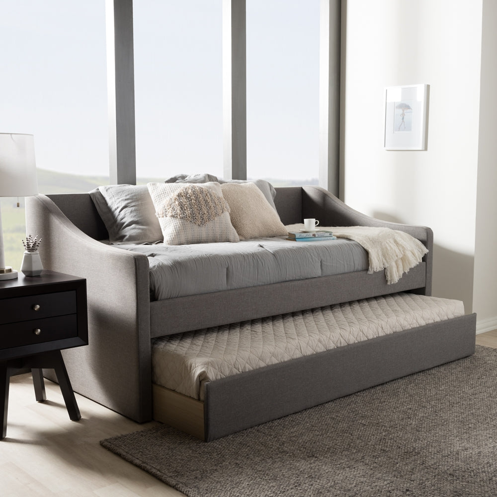 Barnstorm Modern and Contemporary Grey Fabric Upholstered Daybed with Guest Trundle Bed