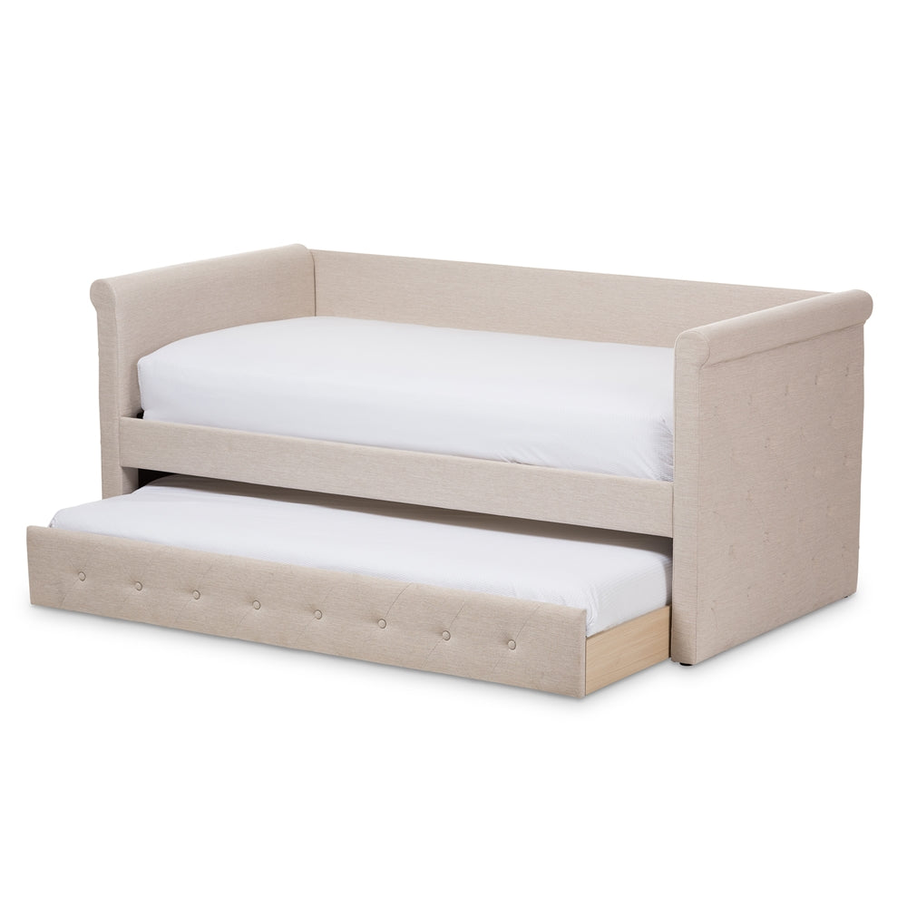 Alena Dark Grey Fabric Daybed With Trundle