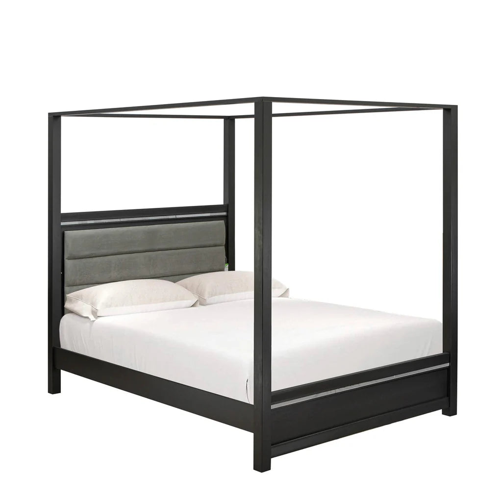 1-Piece Denali Modern Wooden Bed Frames Queen Size for a bedroom set - brushed gray Finish