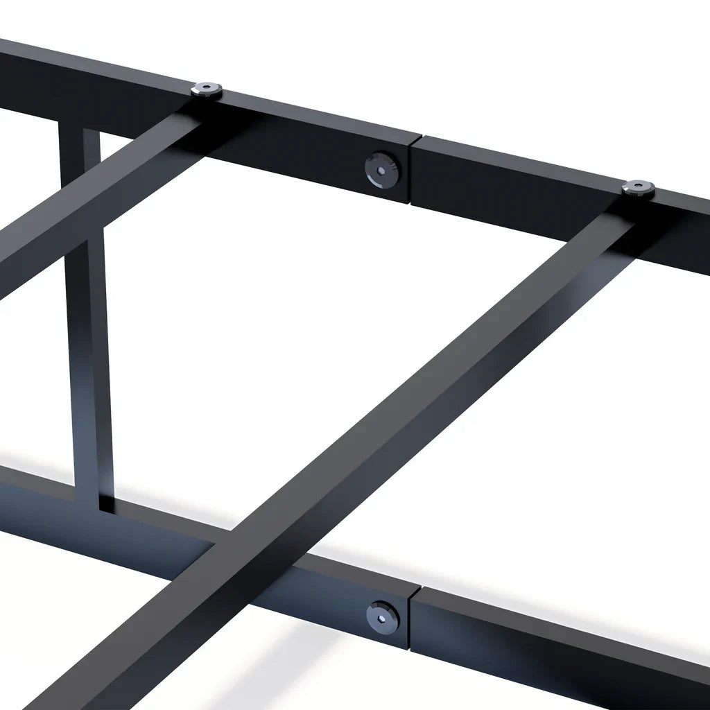 Nissa Dothan Full White Metal Bed Frame  Modern Style with Sculpted Headboard & Footboard