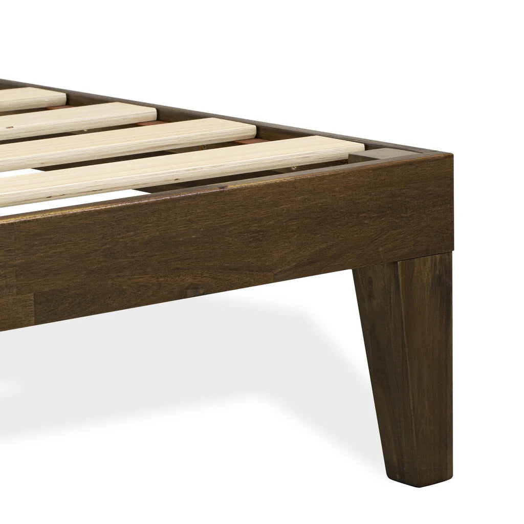 King Size Platform Bed with 4 Solid Wood Legs and 2 Extra Center Legs - Walnut Finish