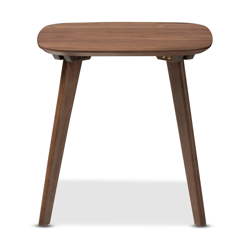 Dahlia Mid-Century Modern Walnut Wood End Table