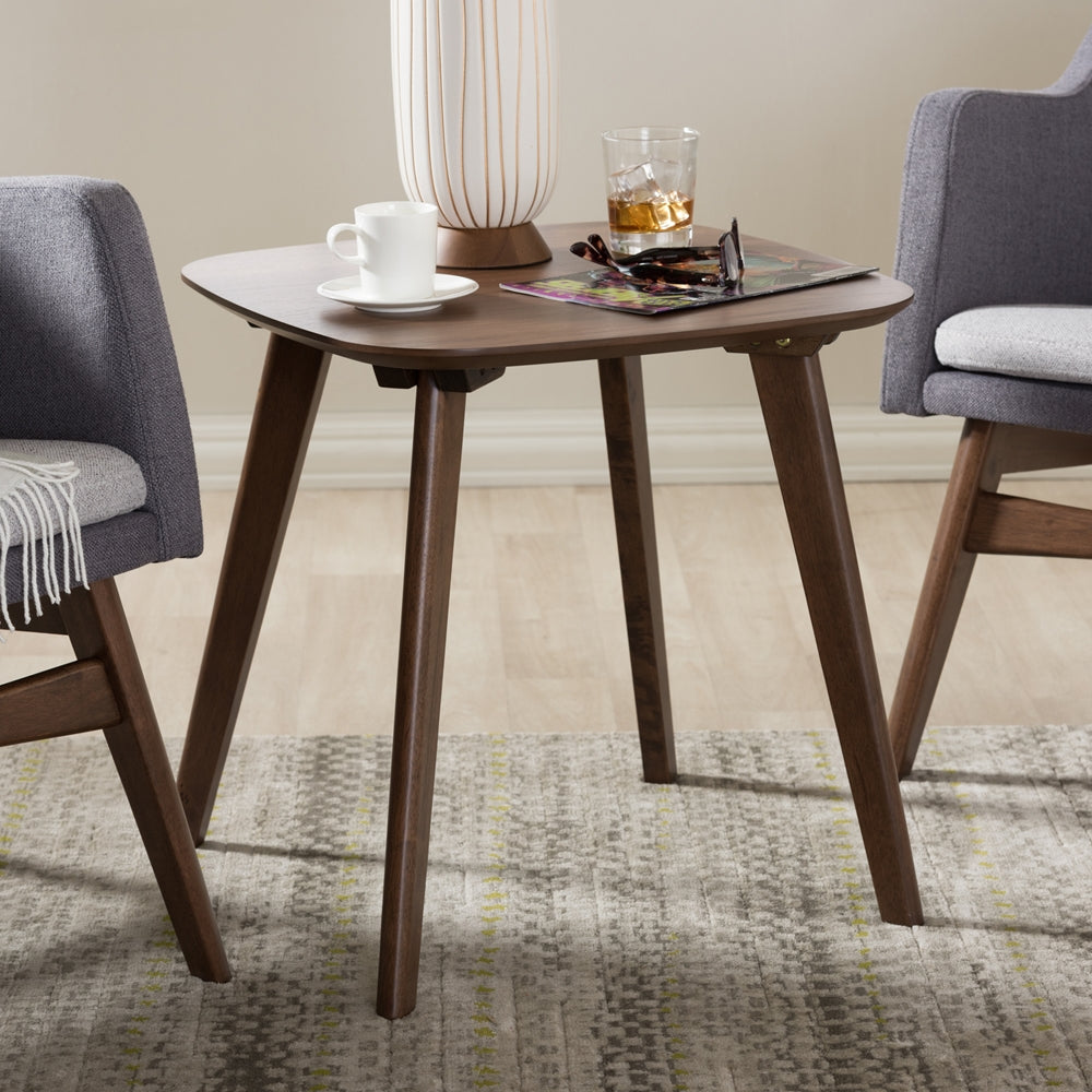 Dahlia Mid-Century Modern Walnut Wood End Table