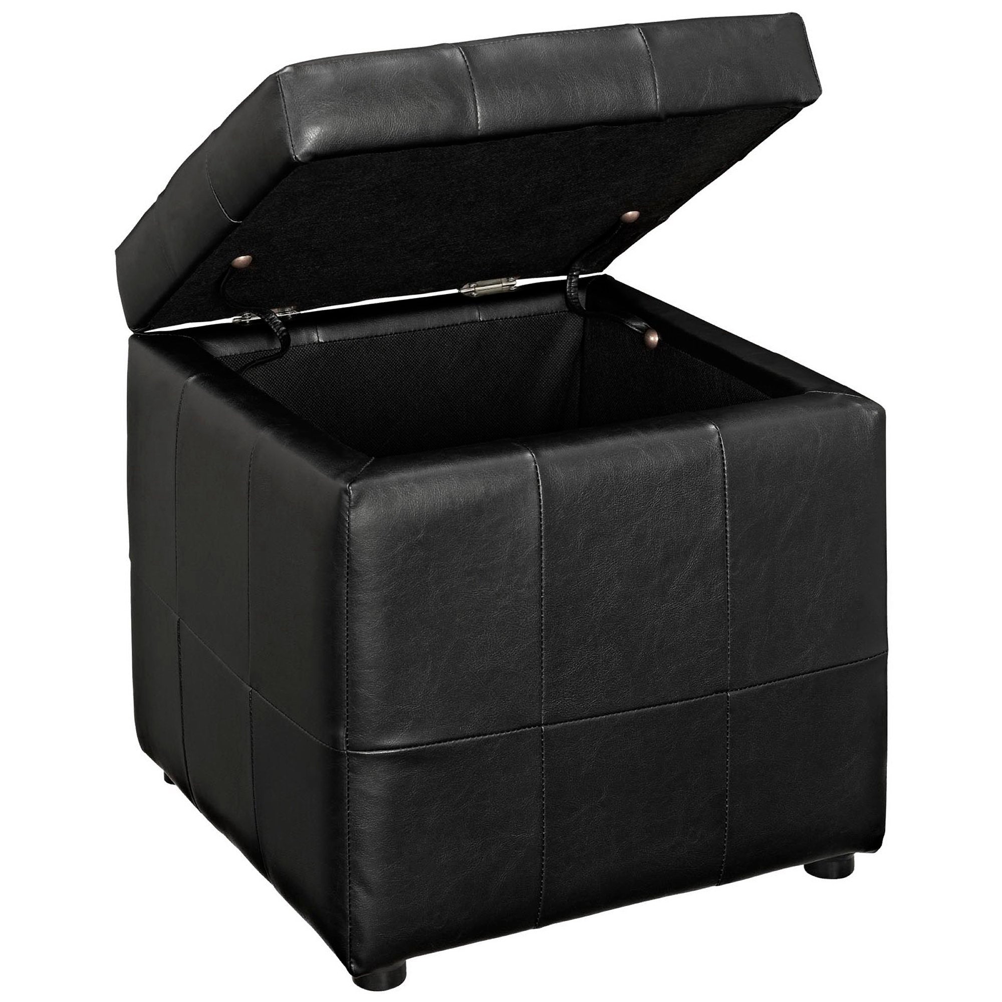 Volt Storage Upholstered Vinyl Ottoman, Black