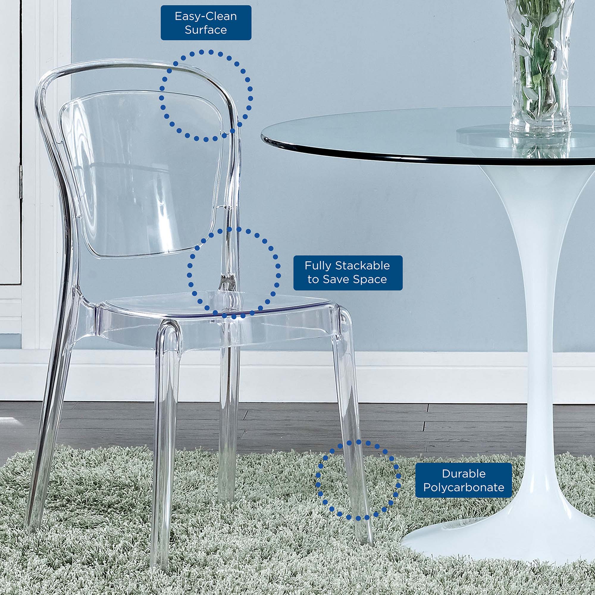 Entreat Dining Side Chair, Clear