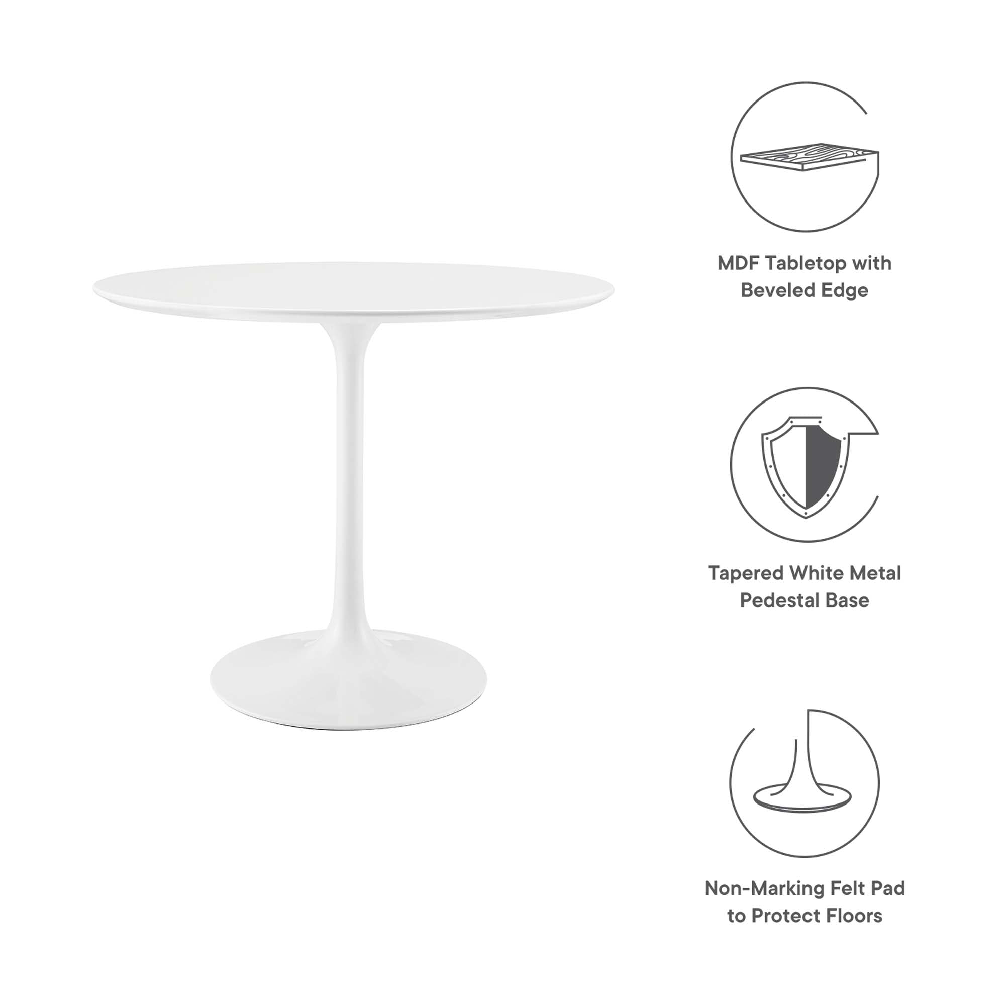 Lippa 36" Round Wood Dining Table, White
